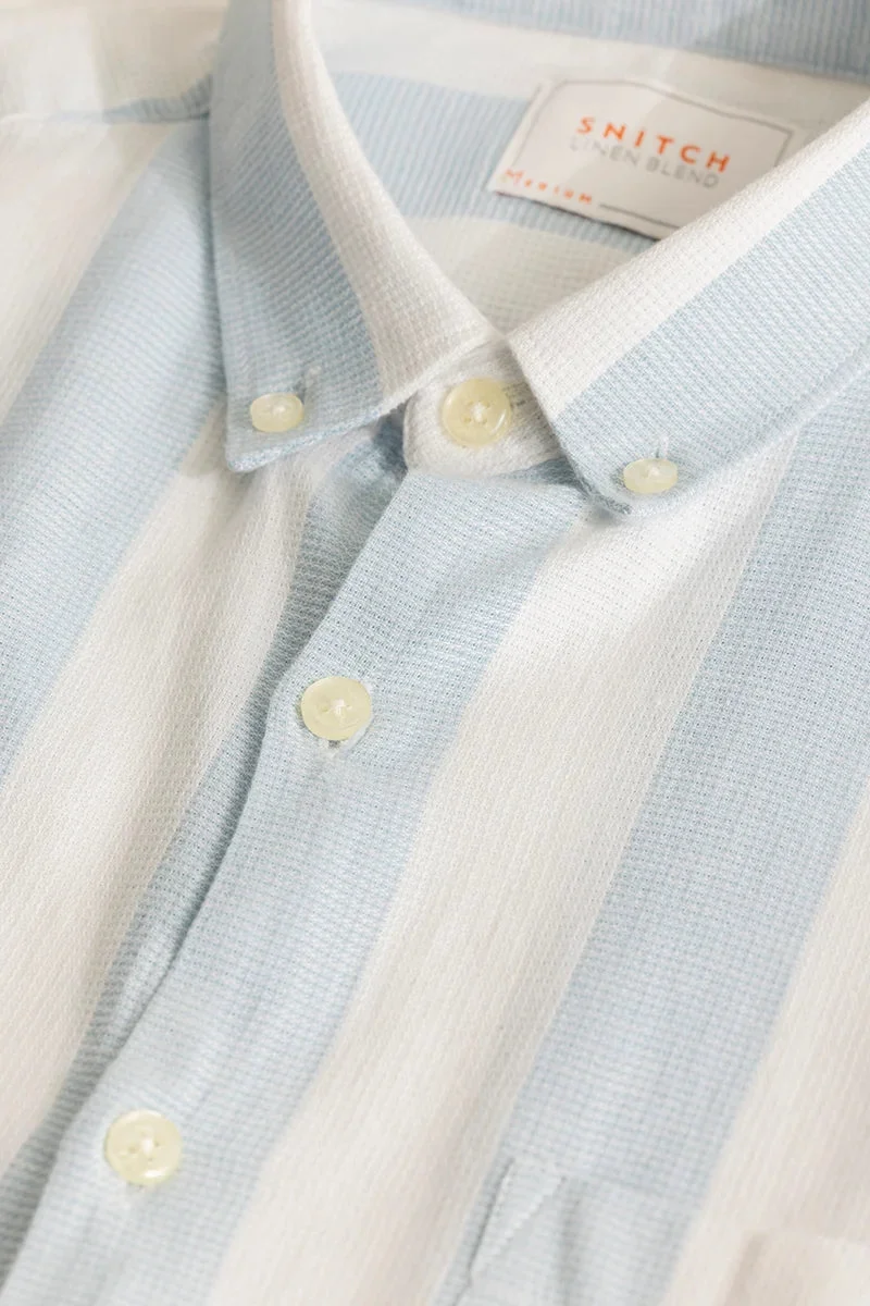 SNITCH Pulse Light Blue Stripes Linen Shirt